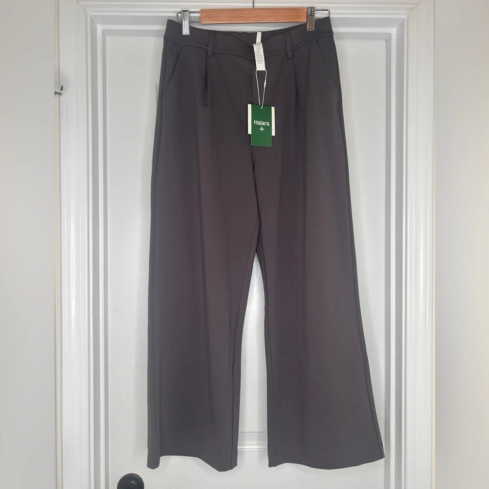 Halara Pleated High Waist Wide Leg Pull On Stretch Pants Medium Petite Gray - Picture 12 of 16